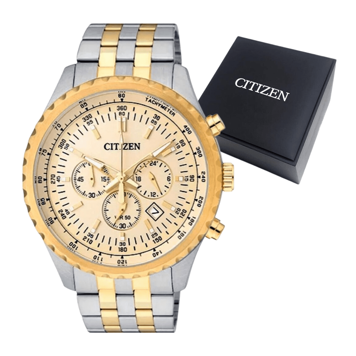 REL GIO MASCULINO CITIZEN CRON GRAFO PRATEADO PROVA D GUA 50M