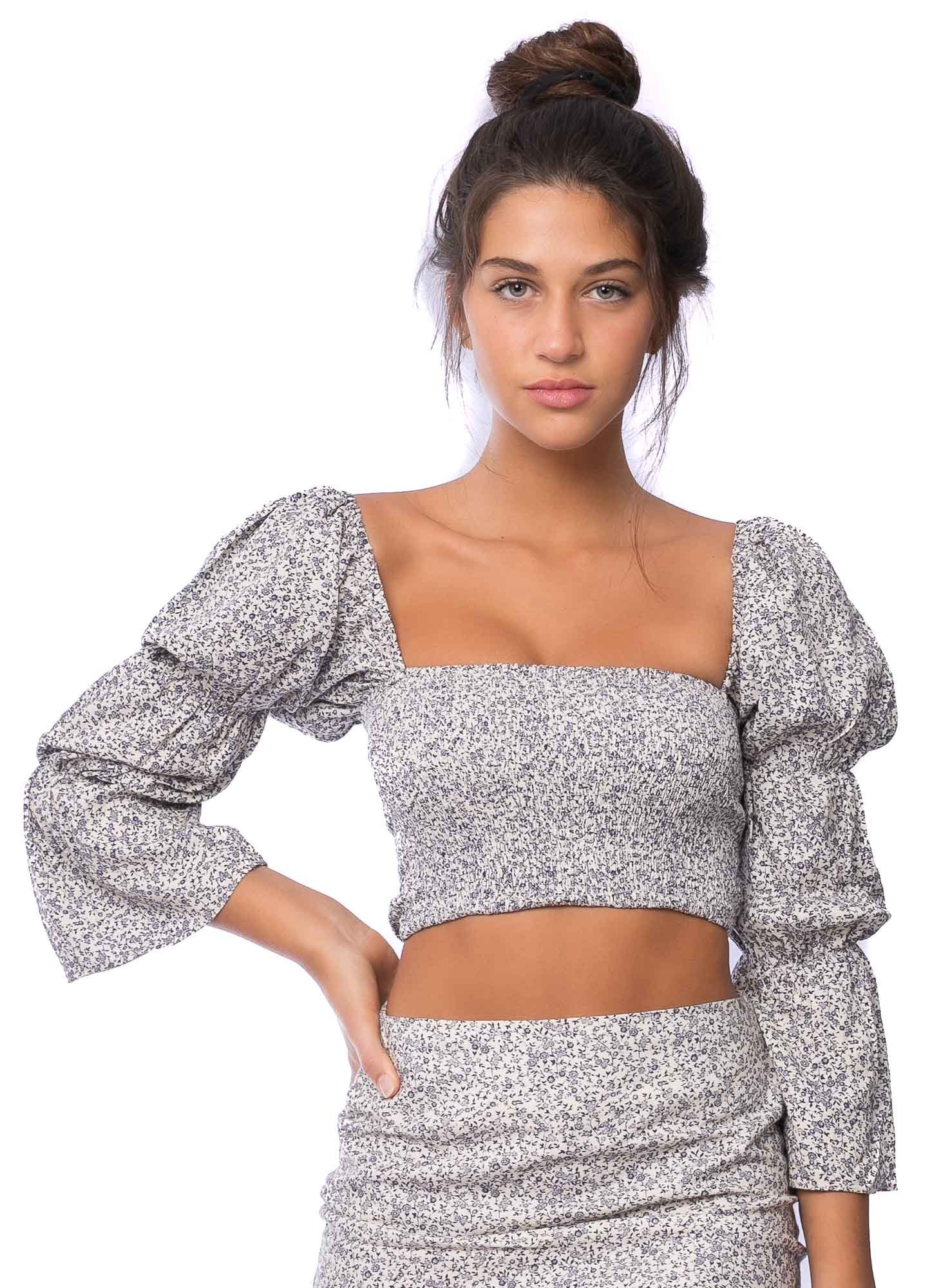 BLUSA SWEETS FLOR AZUL