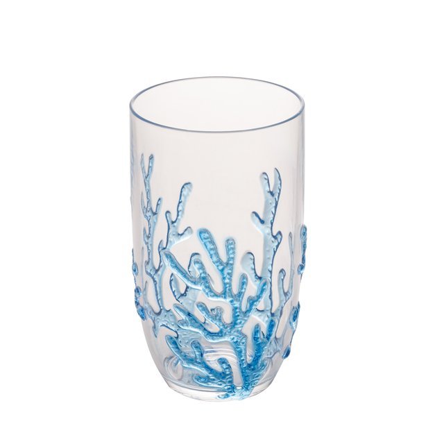Jogo de copo alto de acrílico Coral Turquesa Azul 650 ml