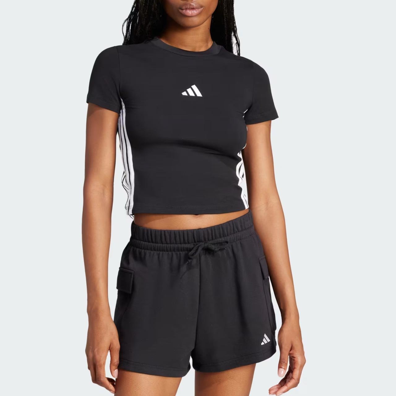 Camiseta Adidas Cropped Slim Essentials 3-Stripes Jc8325 | Lojas