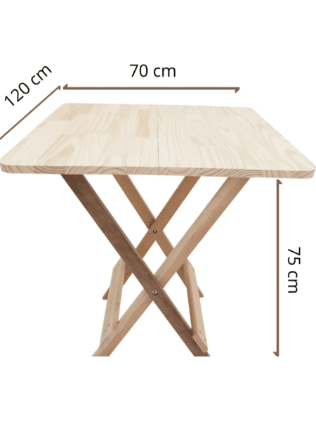 Jogo Conjunto Mesa Madeira 70 X 120Cm C/ 4 Cadeiras Madeira de Lei Maciça