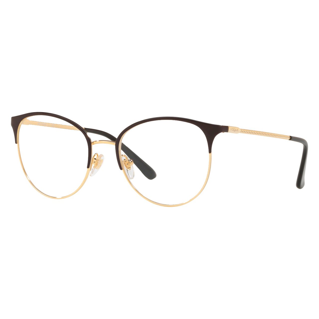 Óculos de Grau Redondo Vogue VO4108 Preto Brilho com Dourado