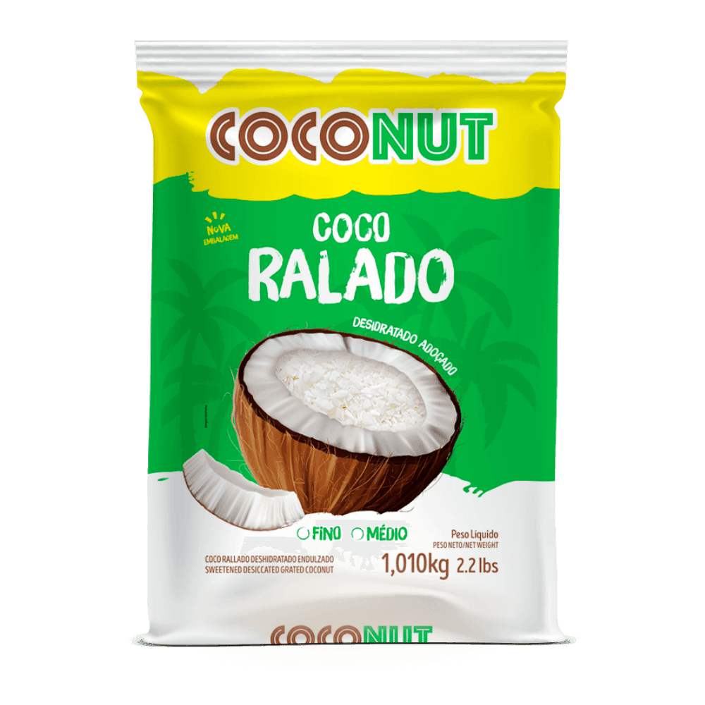 Coco Ralado Adoçado Fino - Pacote 1,01kg | Coconut | Loja QualiCoco