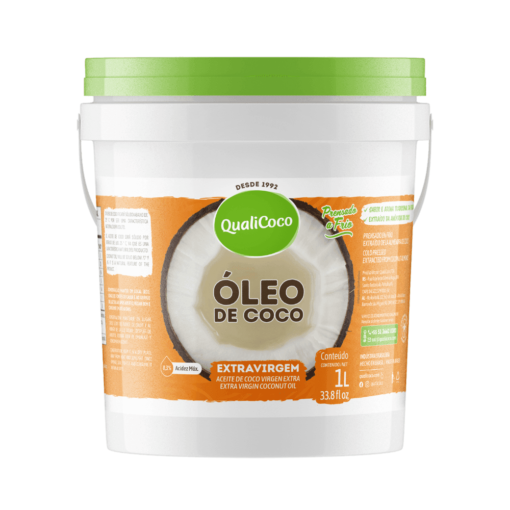 Óleo de Coco QualiCoco Extravirgem 1L – Natural e Prensado a Frio