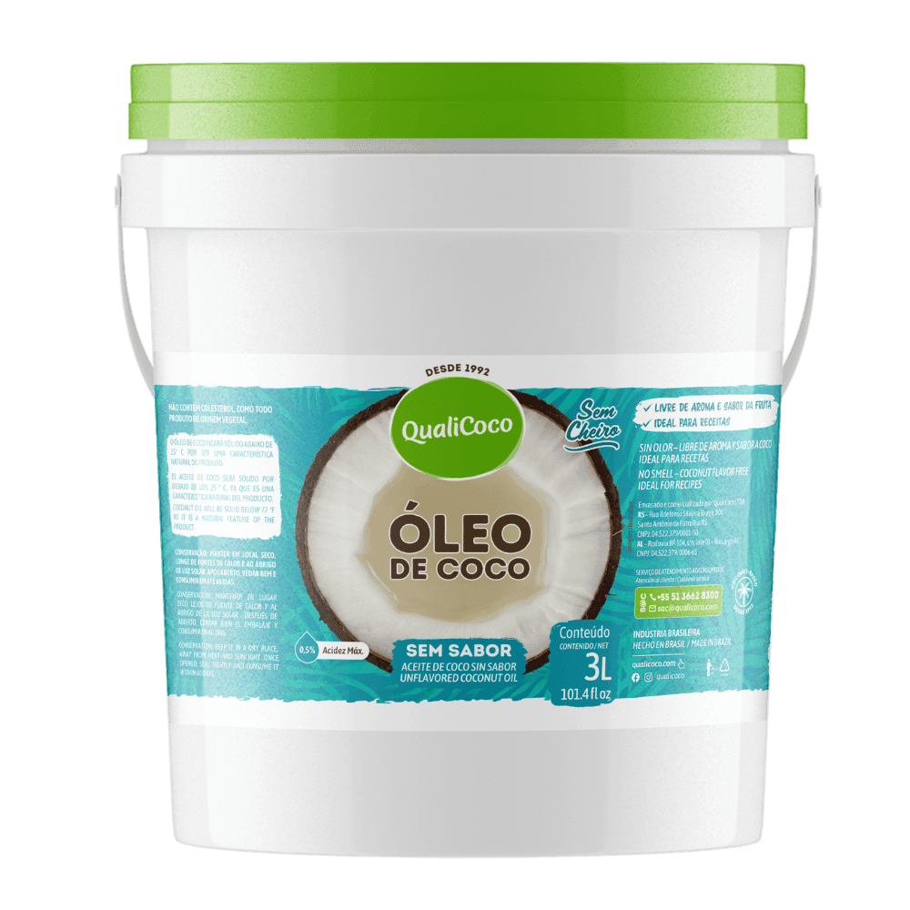 Óleo de Coco Sem Sabor QualiCoco 3L – Saudável e Sem Cheiro | Loja