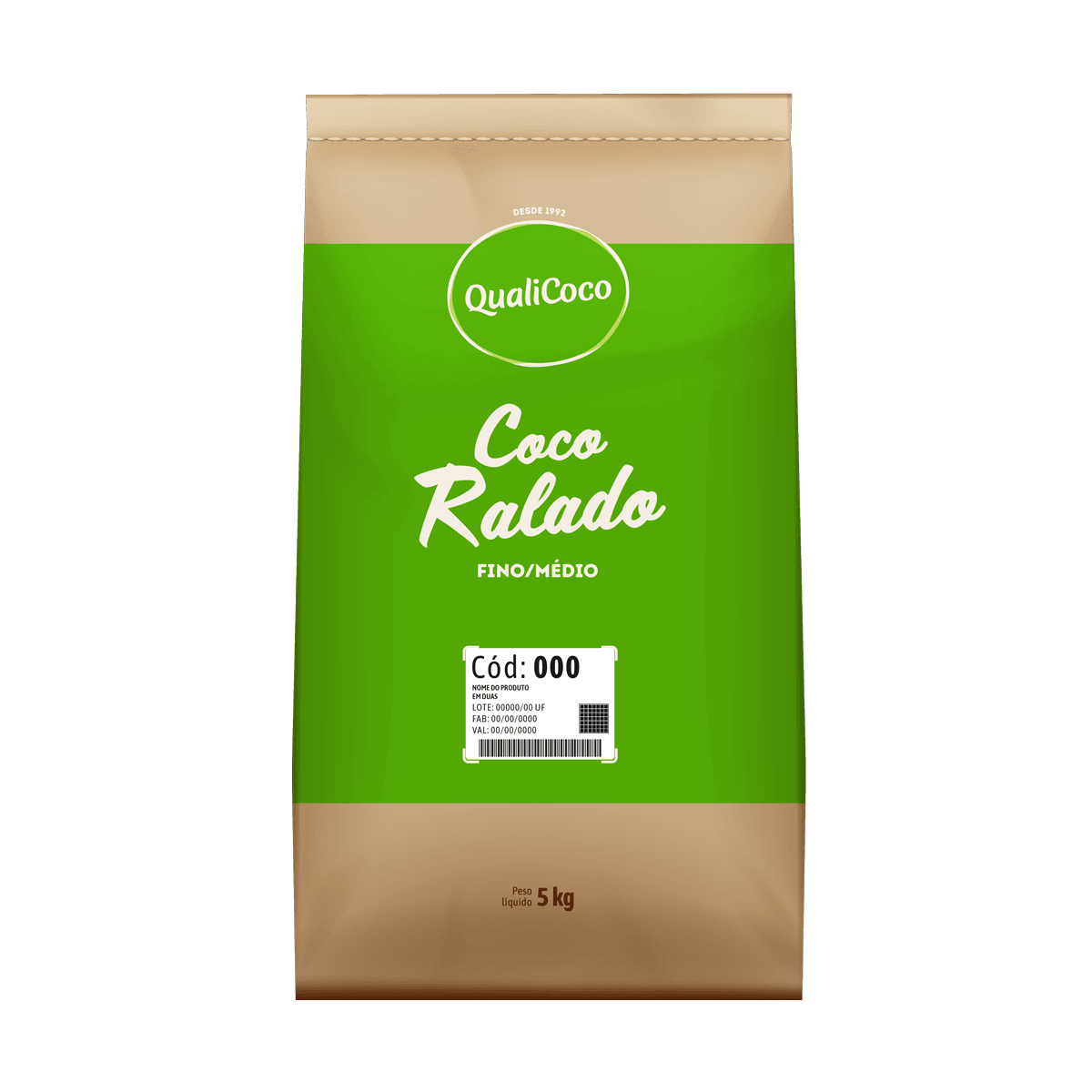 Coco Ralado Médio Integral QualiCoco 5kg | Loja QualiCoco
