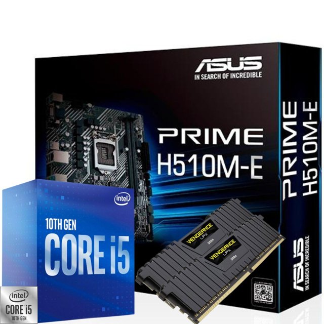 Kit Upgrade PC Intel Core i5 10400F, Placa Mãe Asus H510M-E, 2x8GB