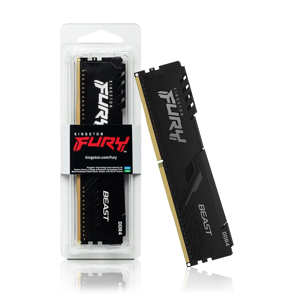 Memória RAM Kingston Fury Beast, 16GB, 3200MHz, DDR4, CL16, Preto