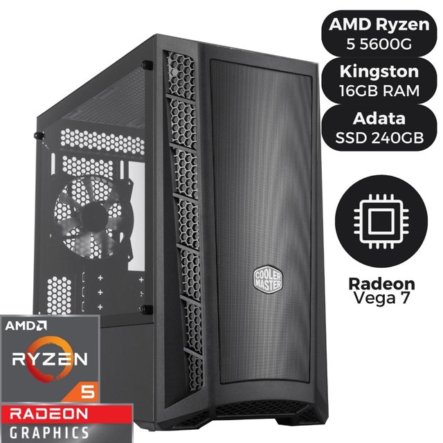 PC Gamer com Processador AMD Ryzen 5 5600G, Vídeo Integrado, 16GB de Memória, SSD 240GB