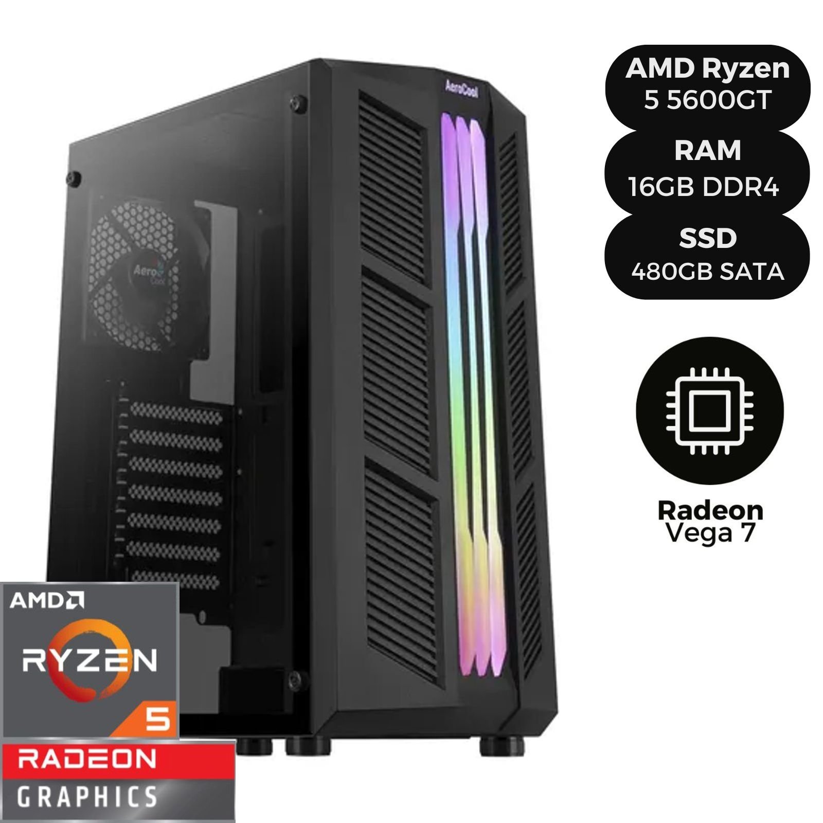 PC Gamer com Processador AMD Ryzen 5 5600GT, 16gb de Memória RAM e