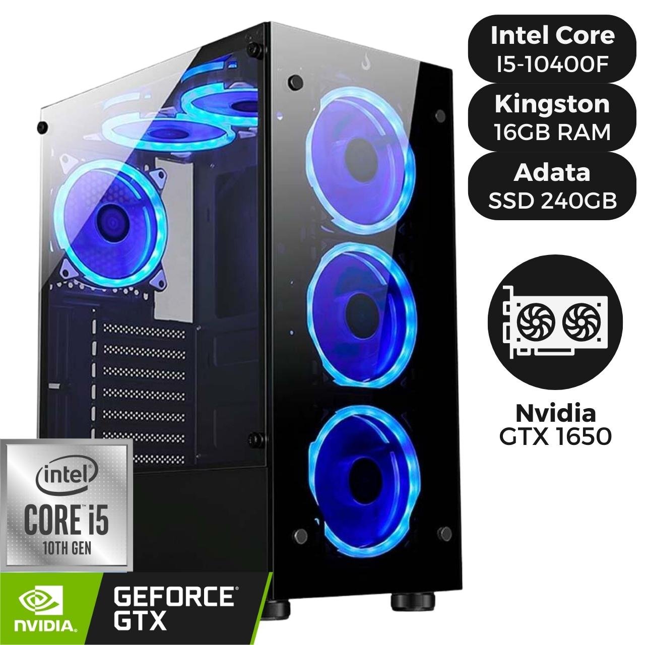 PC Gamer Crystal Intel Core i5 10400F NVIDIA GeForce GTX 1650 - Crystal  Informática