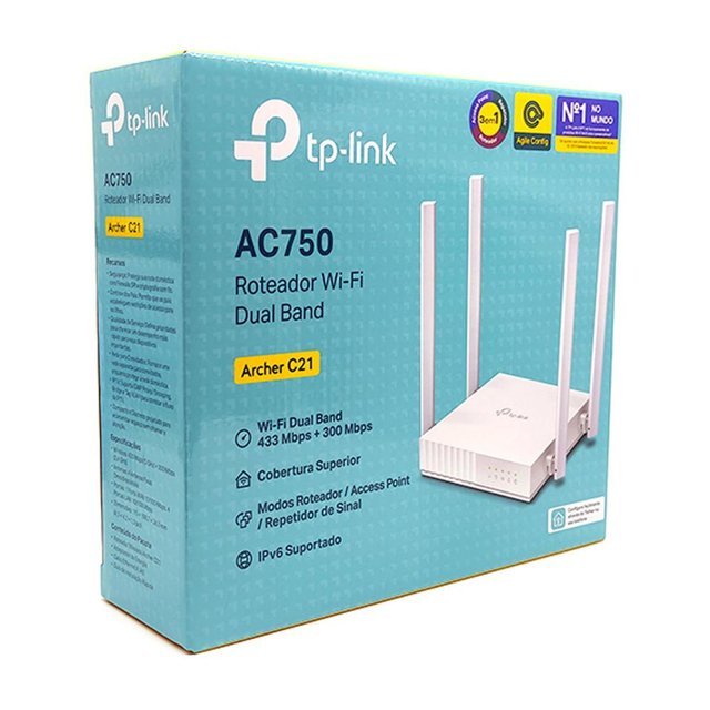 Roteador TP-Link Archer AC750, C21 Dual-Band, 750MB/s, 4 Antenas Roteador/AP/Repetidor, Wi-Fi QoS Tether
