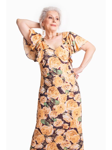 vestido com estampa amarela