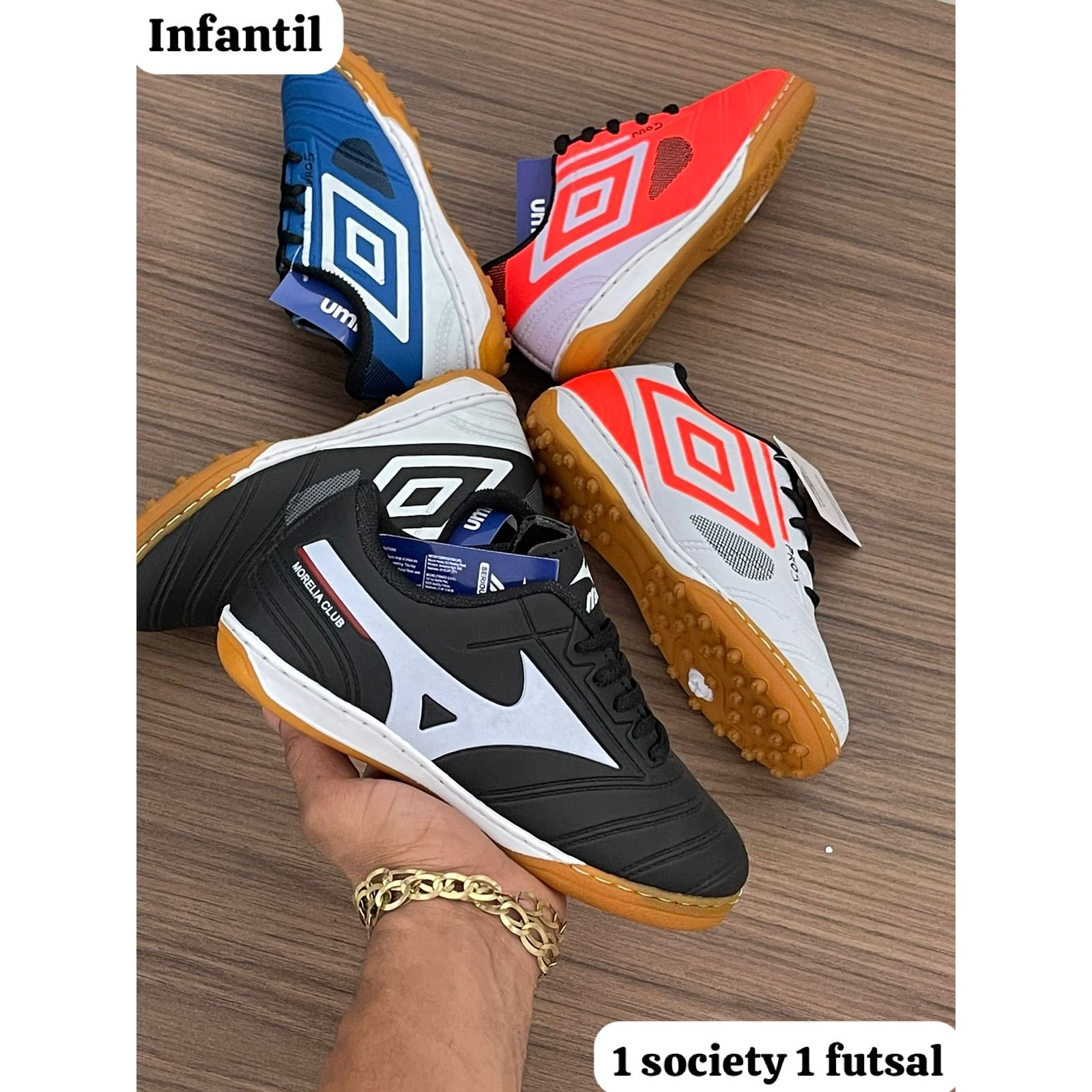 CHUTEIRA FUTSAL INFANTIL MIZUNO PRETA Wolf Premium