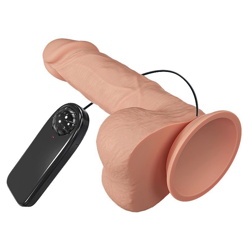 Pênis com Escroto, Ventosa e Vibrador em CyberSkin 21,8 x 4,6cm