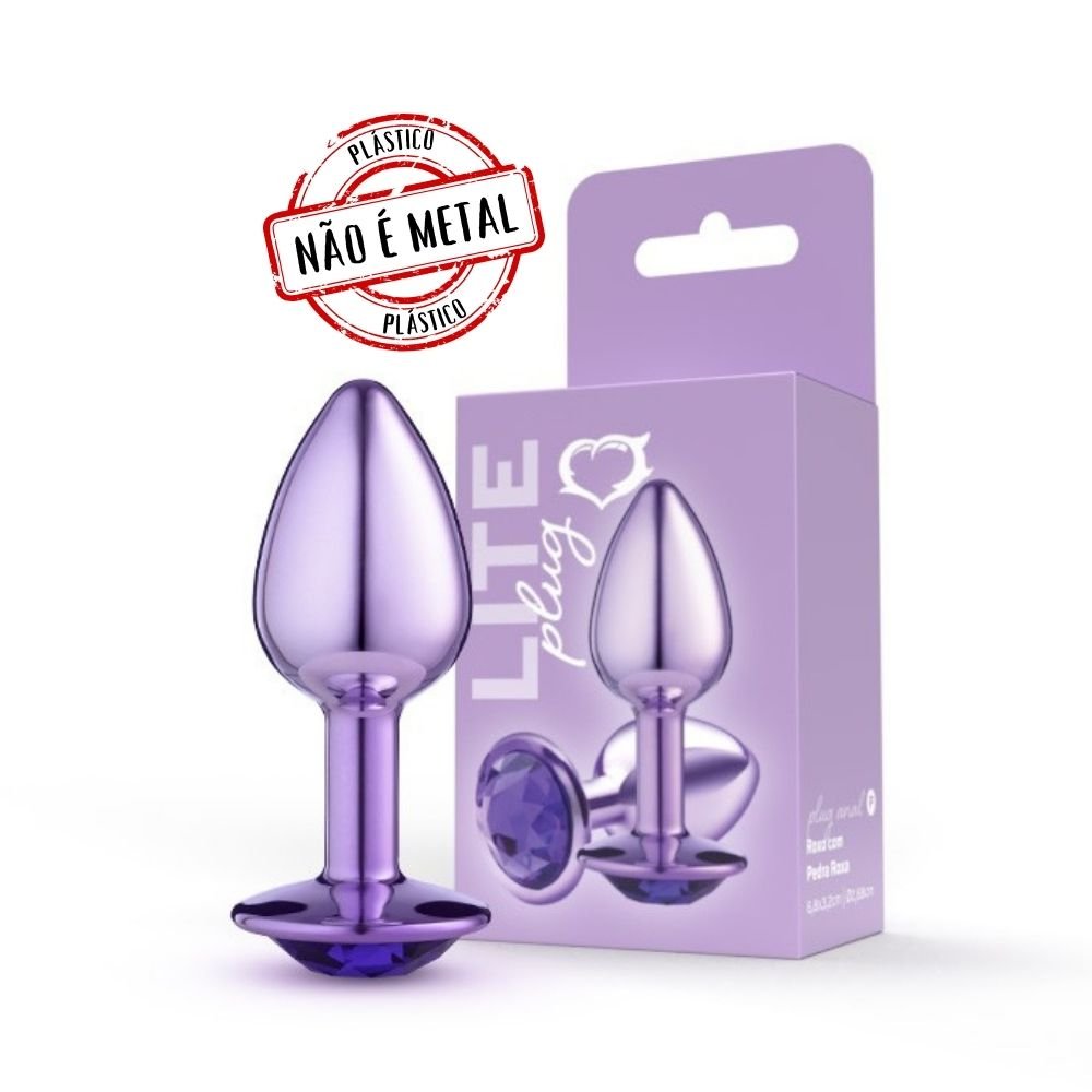 Plug Anal Pequeno Roxo Lite 6,8 x 2,7cm Pedra Roxa