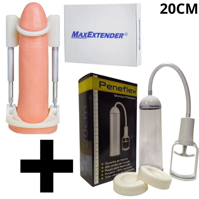 Kit Extensor Peniano Max Extender + Bomba Peneflex 20cm