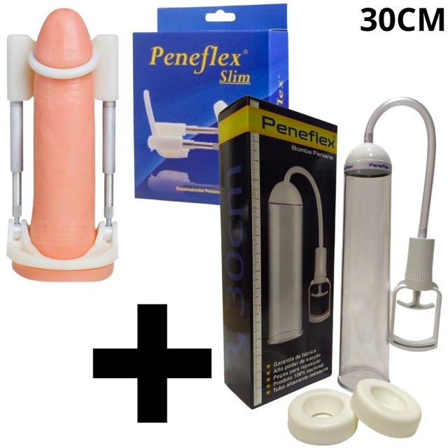 Kit Extensor Peniano Peneflex Slim + Bomba Peneflex 30cm