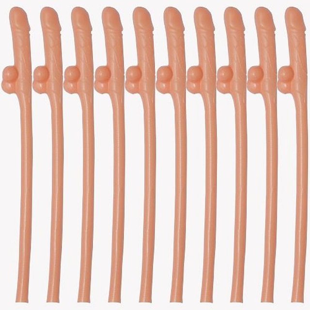 Canudinho em formato de Pênis Sipping Straws com 10 unidades
