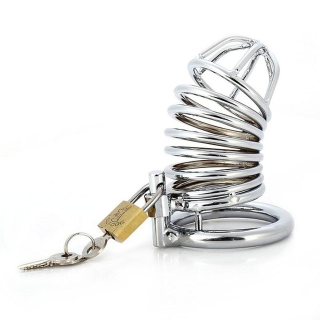 Cinto de Castidade Masculino Espiral em Metal com Cadeado