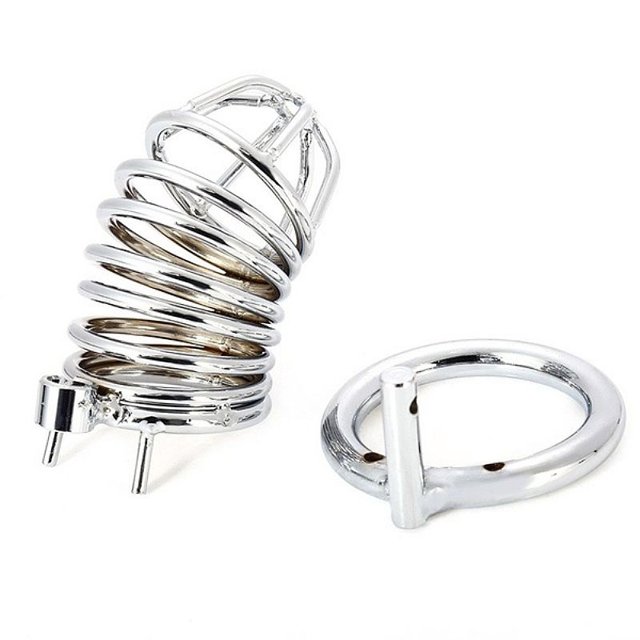 Cinto de Castidade Masculino Espiral em Metal com Cadeado