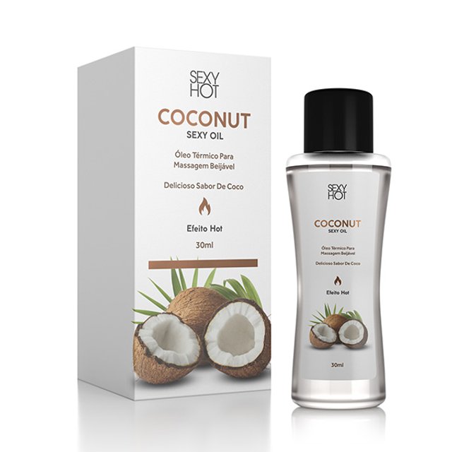 Óleo Térmico para Massagem Beijável Sabor de Coco Coconut Sexy Oil 30ml