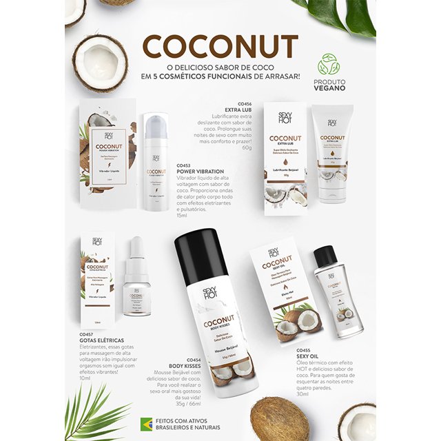 Óleo Térmico para Massagem Beijável Sabor de Coco Coconut Sexy Oil 30ml