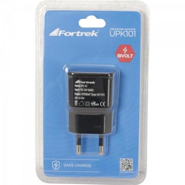 Fonte Energia USB 1 Porta Fortrek  Bivolt 1000 mA Carregador de Tomada