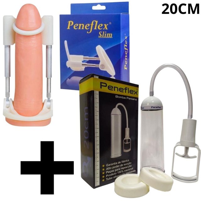 Kit Extensor Peniano Peneflex Slim + Bomba Peneflex 20cm