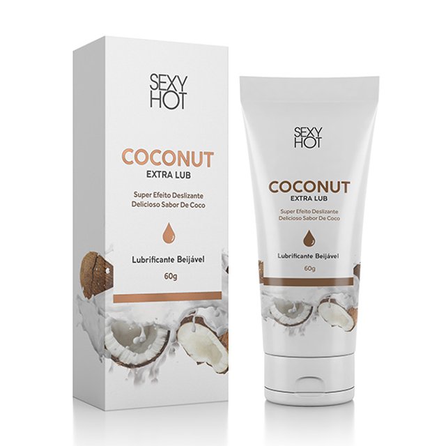 Coconut Extra Lub 60g Gel Lubrificante Super Efeito Deslizante Sabor de Coco