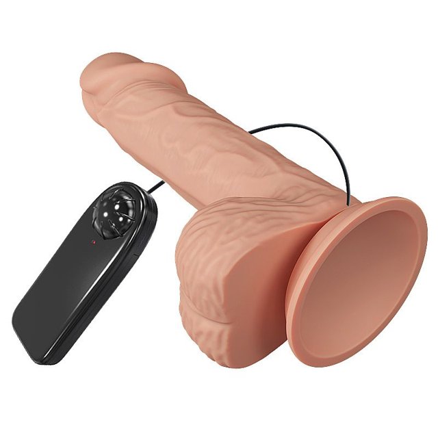 Pênis com Escroto, Ventosa e Vibrador em CyberSkin 20,6 x 4,4cm