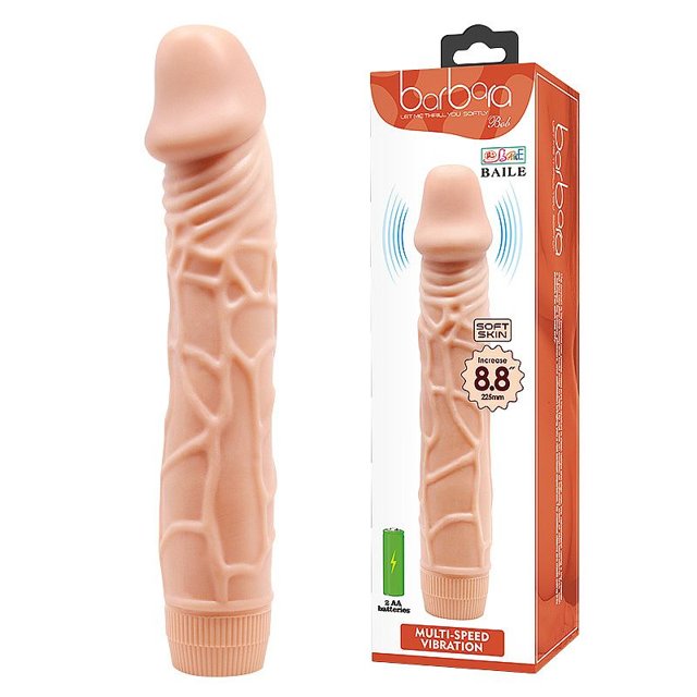 Pênis com Vibrador Barbara em Soft Skin com 22,5 x 4,5 cm