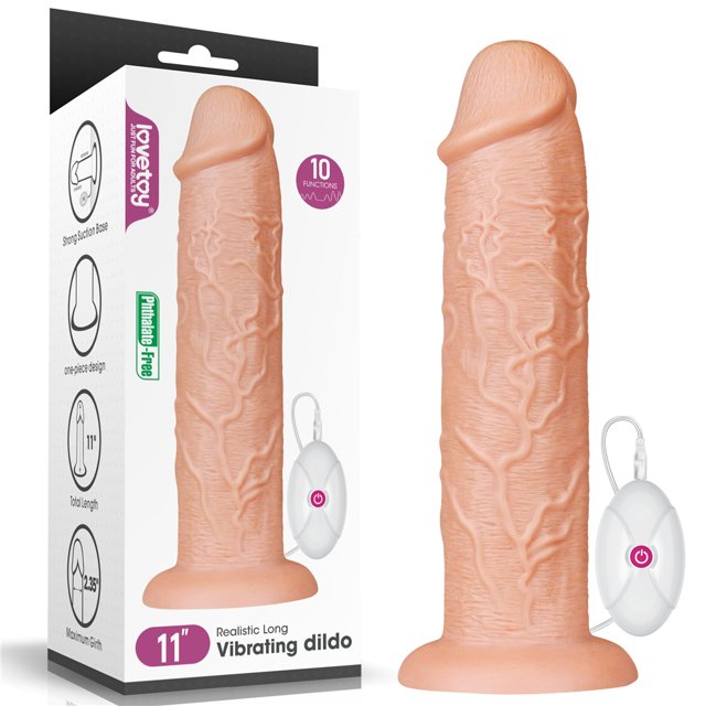 Pênis Gigante Mega Long Dildo Lovetoy com Vibrador 28 x 6 cm