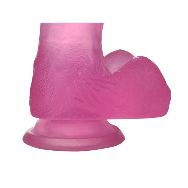 Pênis Jelly Love Rosa com Escroto e Ventosa 22,8 x 4,3 cm
