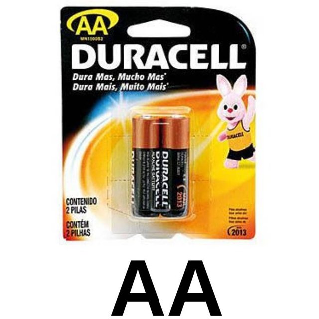 Pilha Alcalina Duracell Pequena Modelo AA com 2 unidades