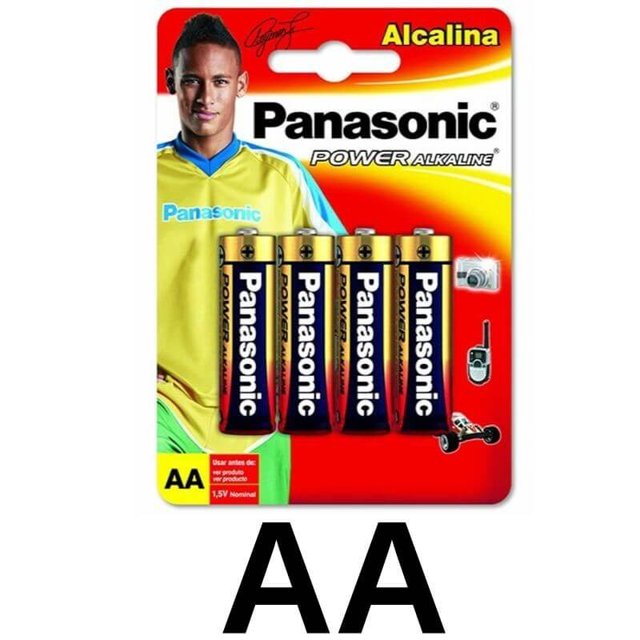Pilha Alcalina Panasonic Pequena Modelo AA com 4 Unidades