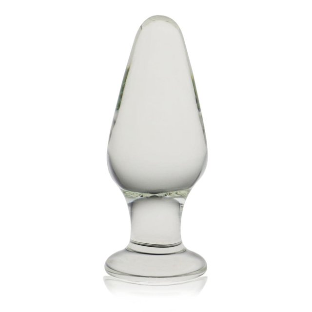 Plug Anal Cristal Vidro Incolor Liso com 9,7 x 3,8 cm