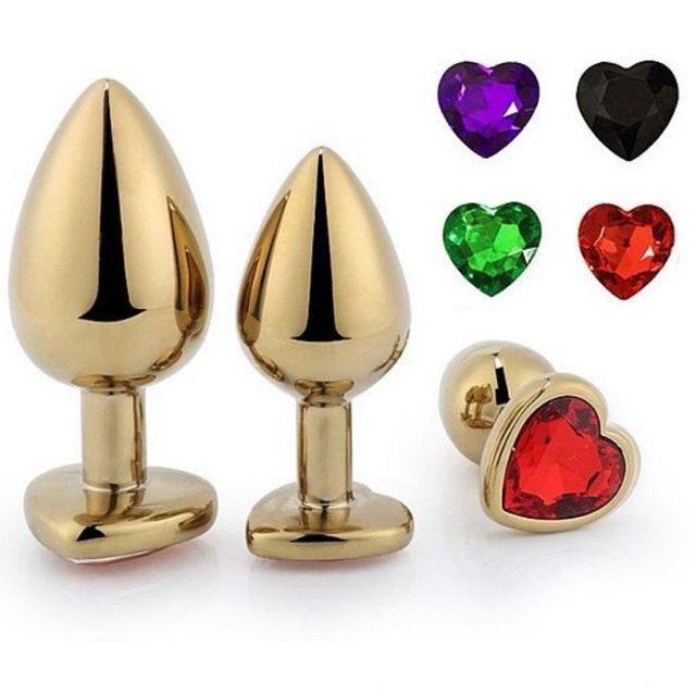 Plug Anal Dourado Coração 8x3,4cm Sex Shop Prazer Intenso