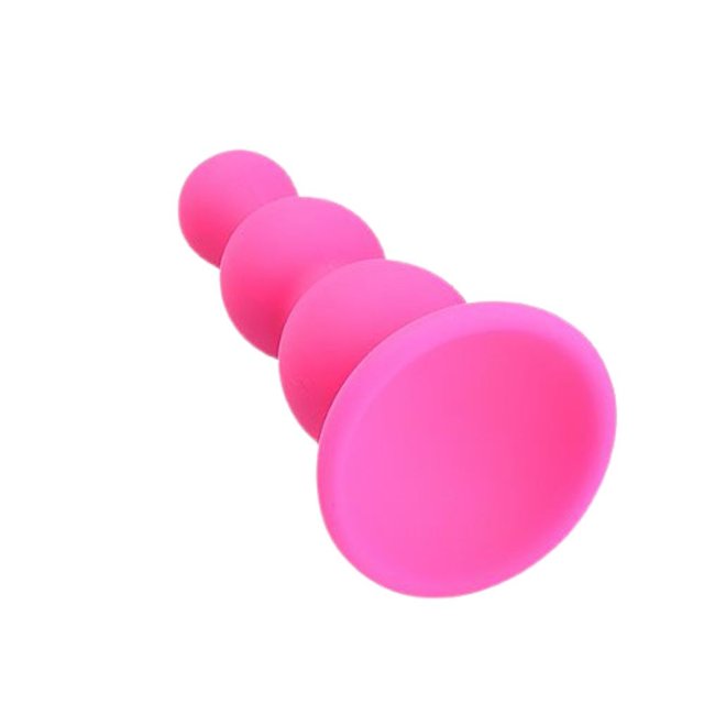 Plug Anal Pequeno Rosa em Silicone Escalonado com 7 x 2,4cm