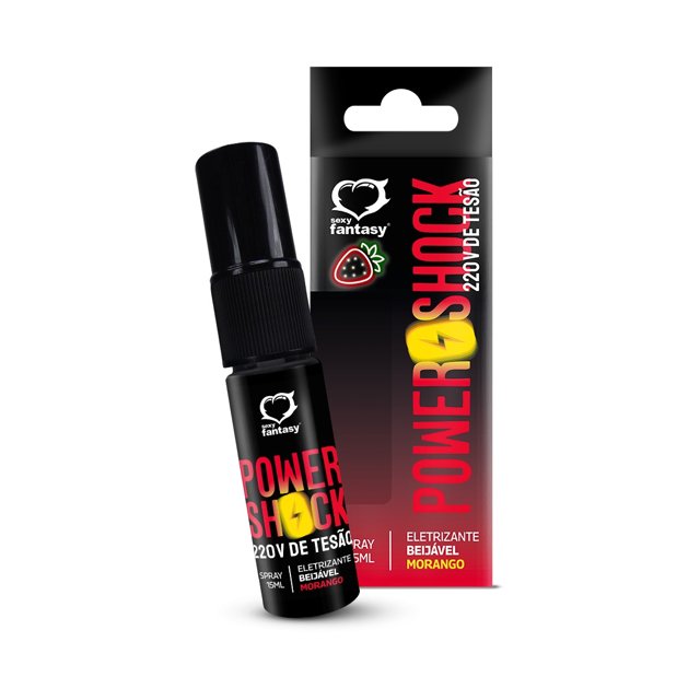 Power Shock 220v de Tesão Spray Beijável Eletrizante Morango 15ml