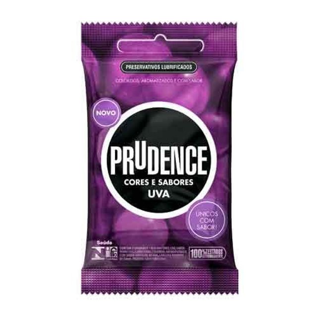 Preservativo Prudence Cor Aroma e Sabor Uva 3 unidades