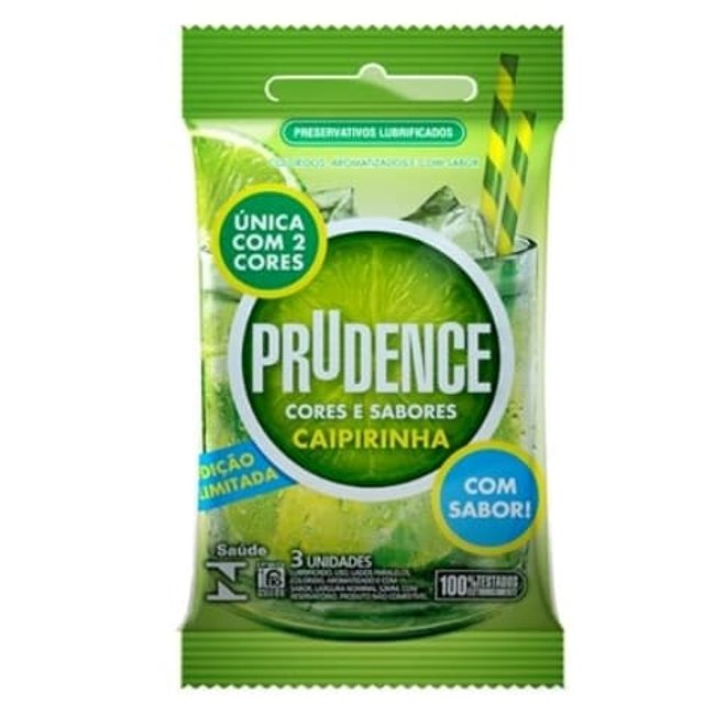 Preservativo Prudence Duas Cores 3 unid Novo Sabor Caipirinha