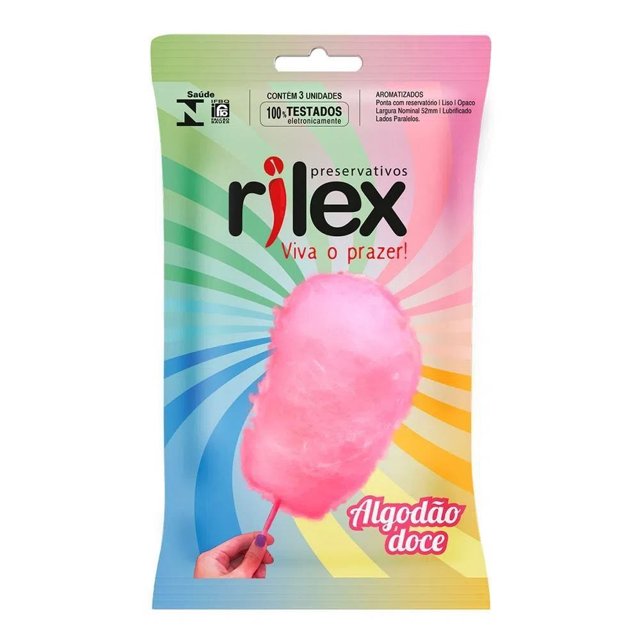 Preservativo Rilex com Aroma Algodão Doce 3 Unid