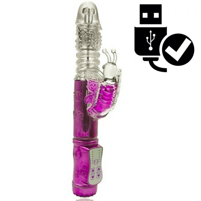 Vibrador Rosa Rotativo Vai e Vem Recarregável USB 36 Modos de Vibração