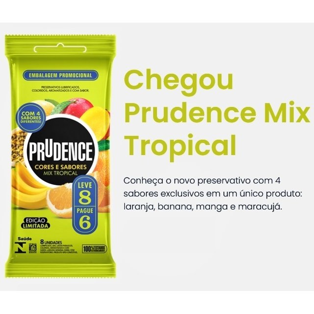 Preservativo Prudence Mix Tropical com 4 Sabores Diferentes