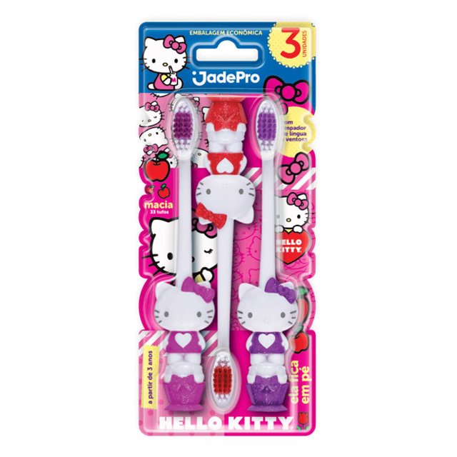 ESCOVA JADEPRO INFANTIL HELLO KITTY COM PROTETOR - Santa Helena