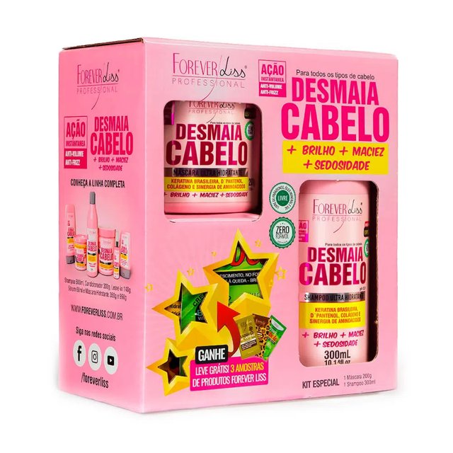 Kit Cachos com Shampoo, Máscara 250g e Creme de Pentear Forever