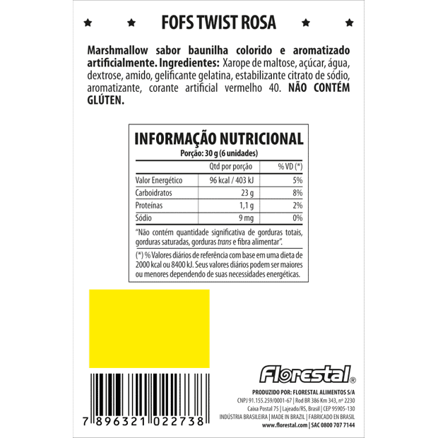 Marshmallow Fofs Twist Rosa e Branco 675g