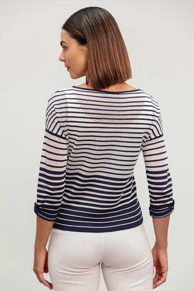 Blusa Listrada Manga 7/ 8 Viscose