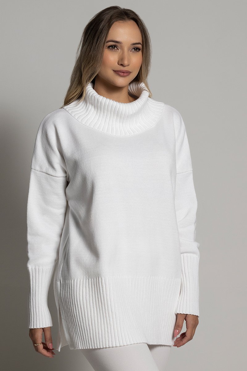 Blusa Maxi de Tricô Algodão Peruano Moda Feminina Bonneterie